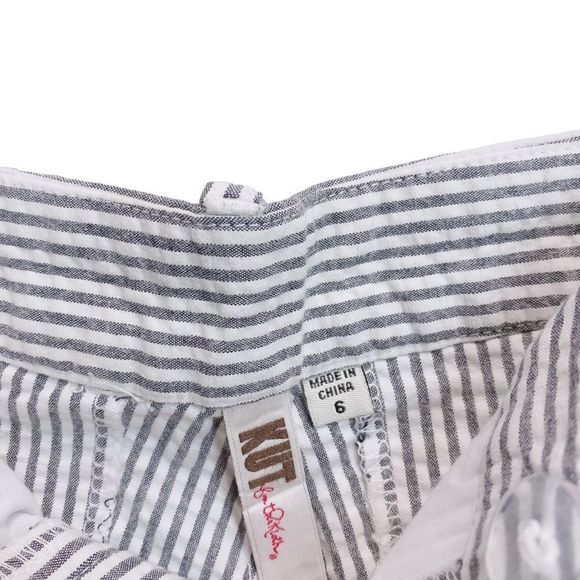 Kut from the Kloth Cropped Seersucker Textured Pant Women Sz 6 Stripe Capri - Picture 6 of 6